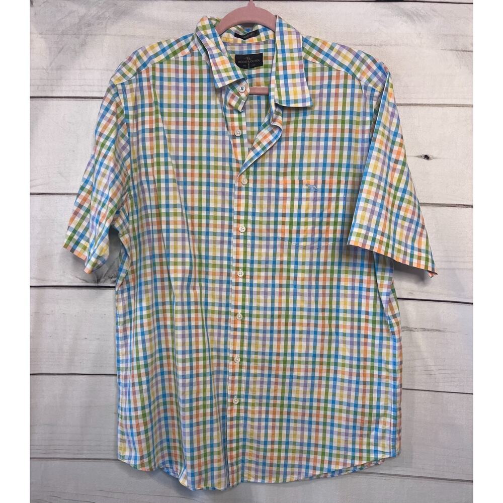 Rodd & Gunn Multicolor Checked Button Up‎ Short Sleeve Top Size XL